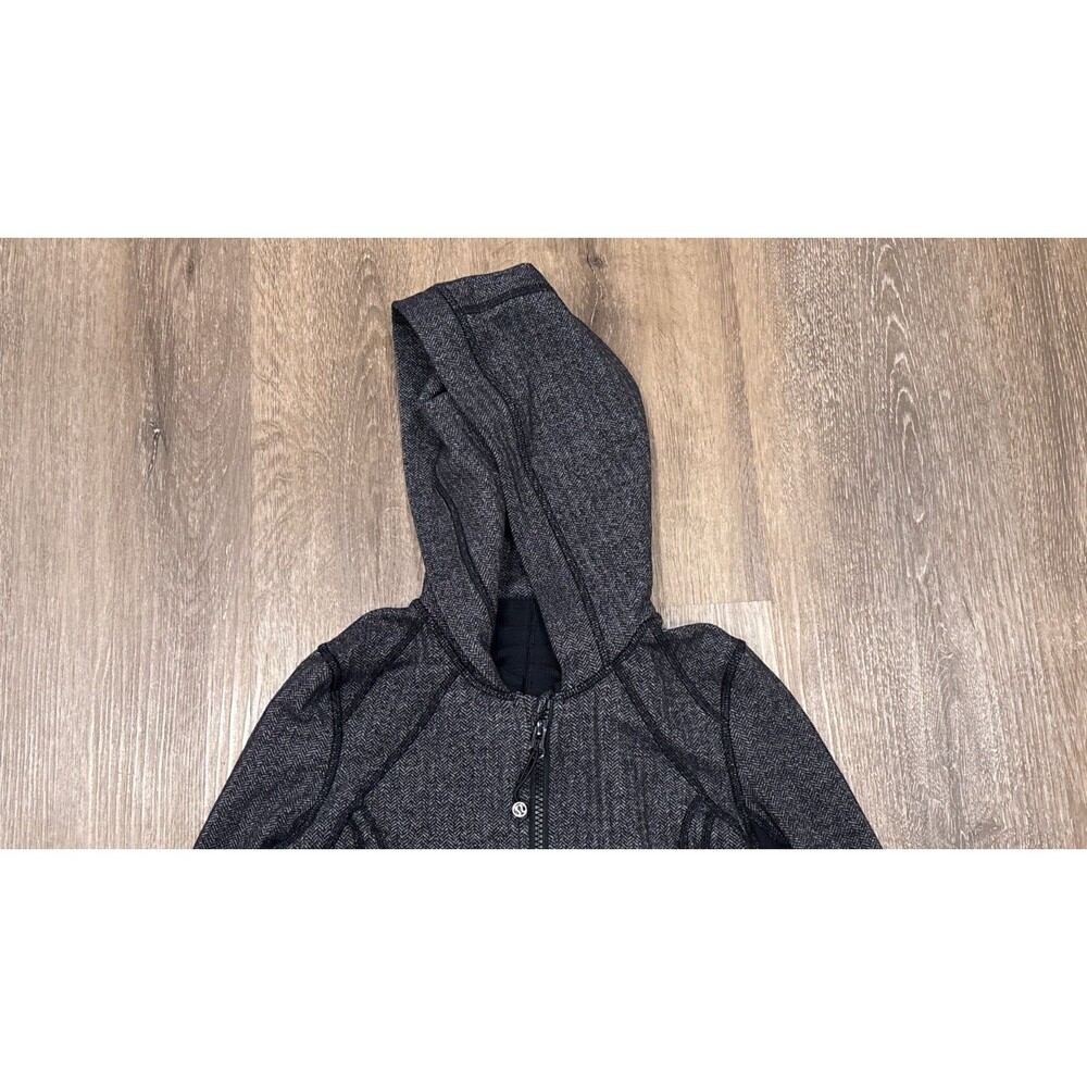 Lululemon Hoodie Herringbone Black Womens Size 2 Full Zip Thumbholes Jacket - Picture 2 of 11